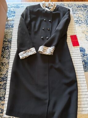 My Peno 马天奴 shift Dress with Contrast Zebra Trim fits 0P women